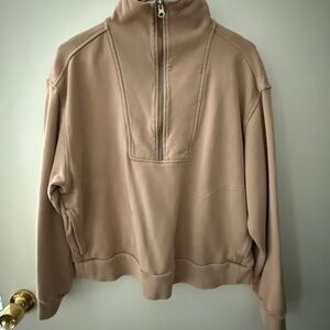 Everlane Camel Organic Cotton Quarter Zip